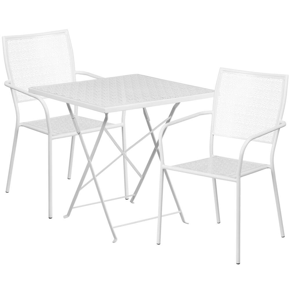 Bistro table set CUB CO 28SQF 02CHR2 WH GG FL