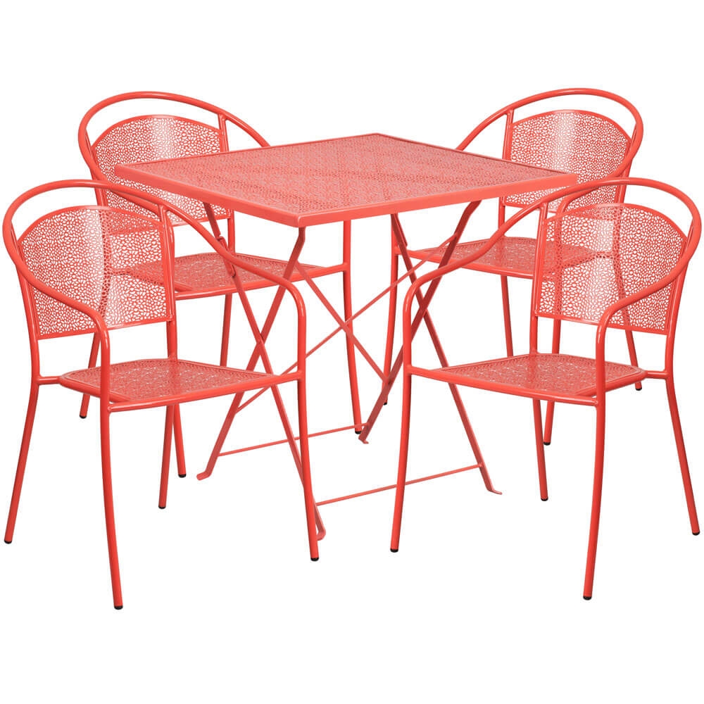 Bistro table set CUB CO 28SQF 03CHR4 RED GG FLA