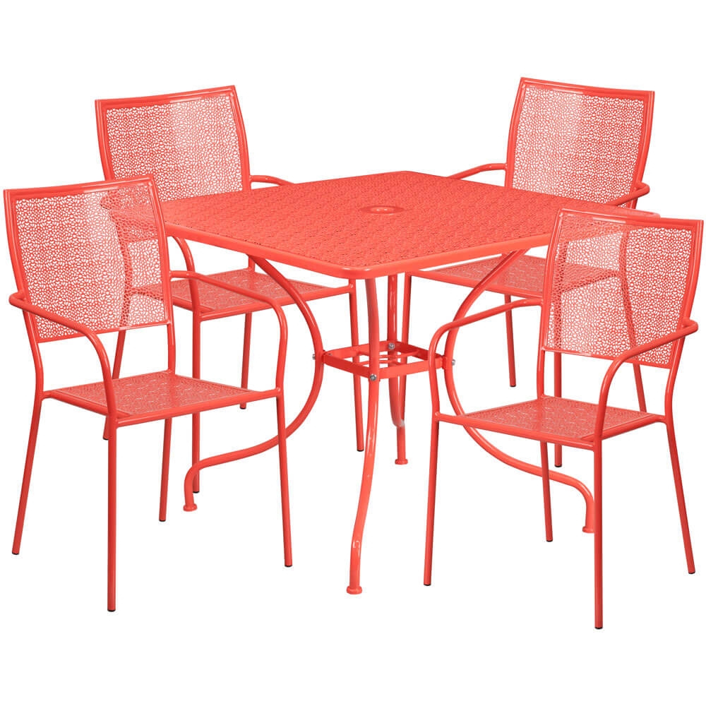 Bistro table set CUB CO 35SQ 02CHR4 RED GG FLA