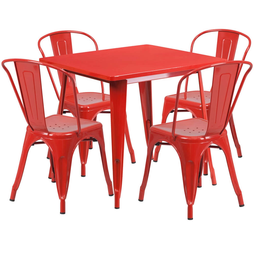 Bistro table set CUB ET CT002 4 30 RED GG FLA