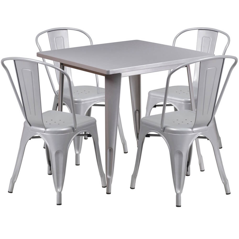 Bistro table set CUB ET CT002 4 30 SIL GG FLA