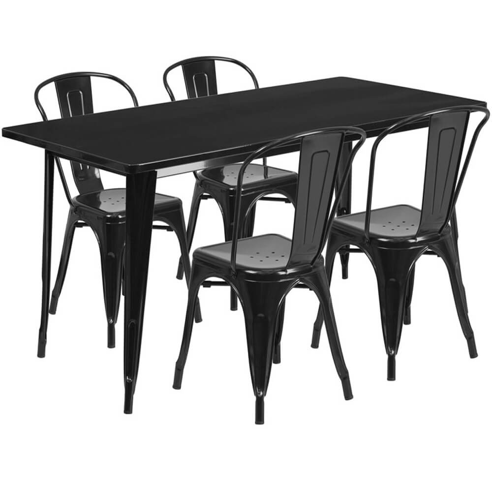 Bistro table set CUB ET CT005 4 30 BK GG FLA