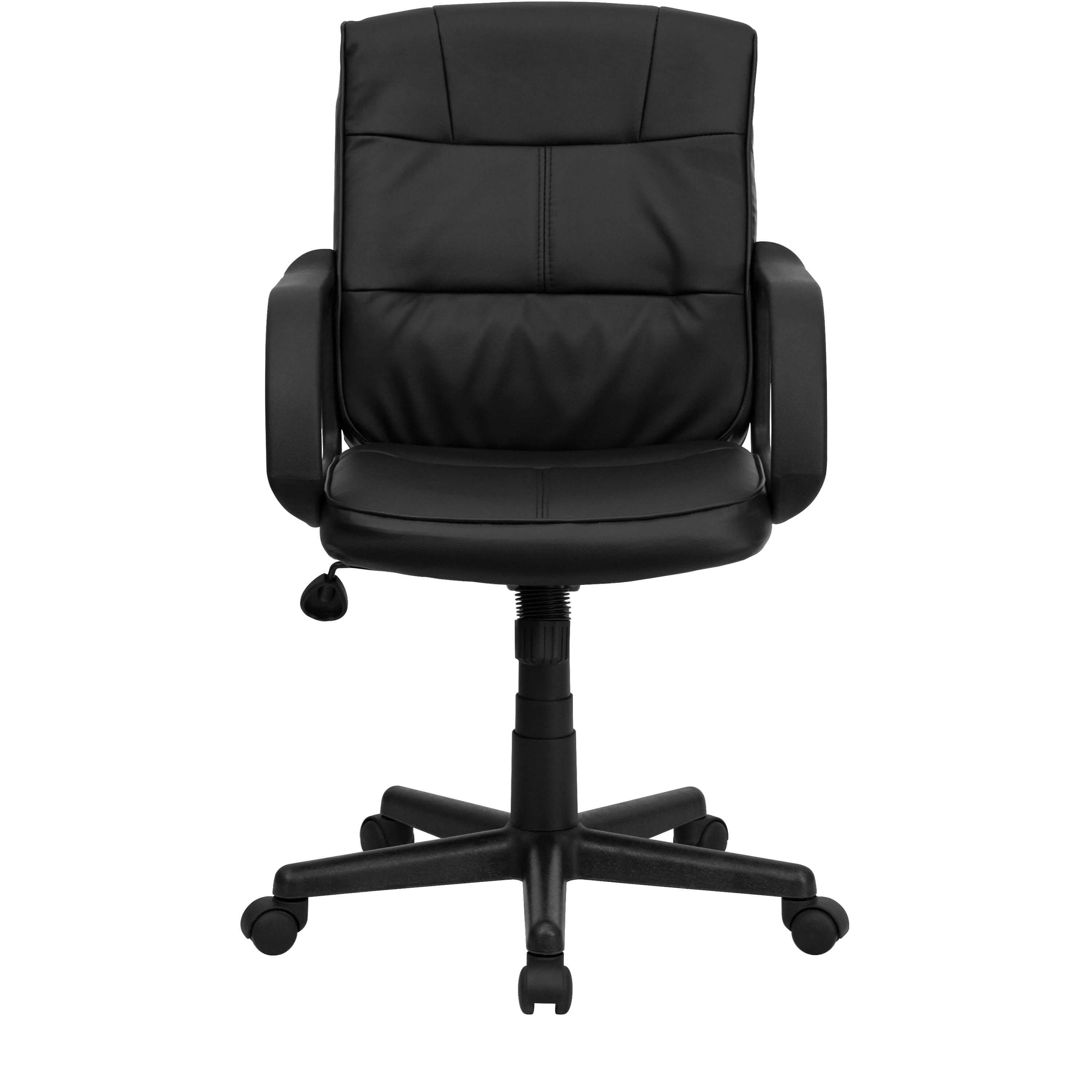 Black leather office chair front view