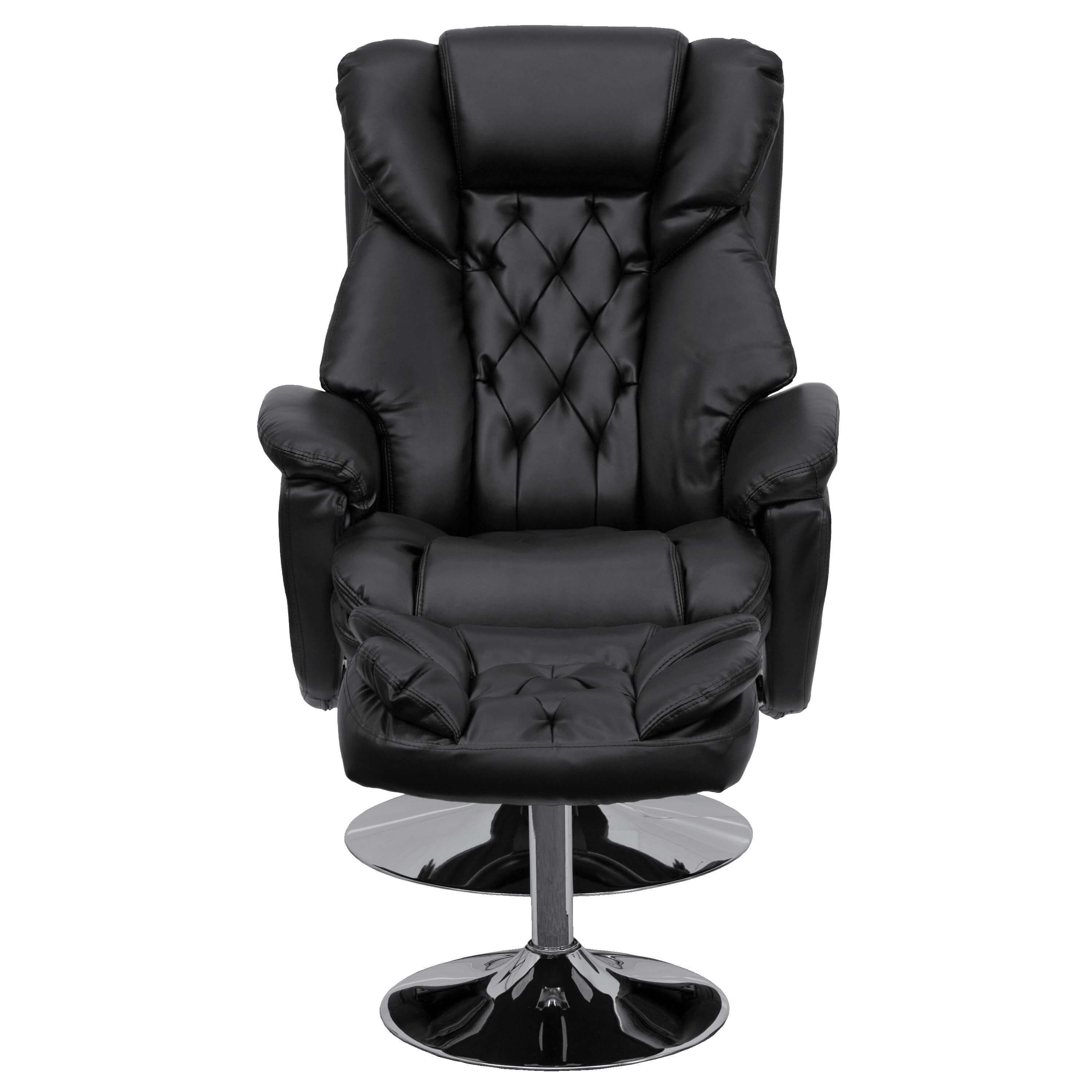 Black leather recliner chair front view