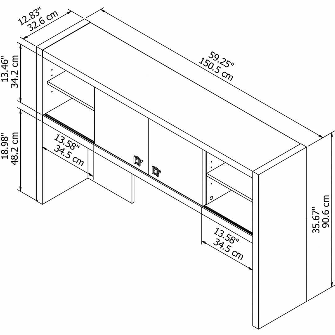 Optano desk hutch bookcase dimensions
