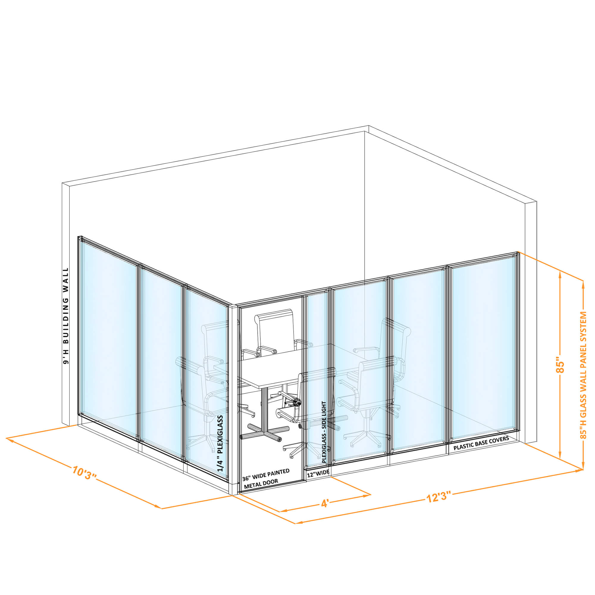 Conference room glass wall GWCR L 120x100x850