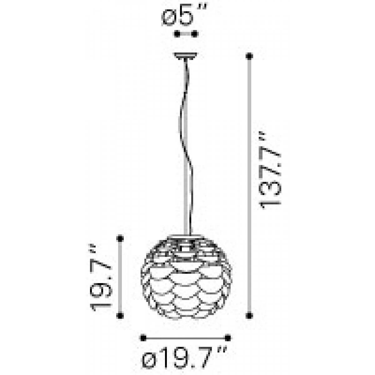 Contemporary light fixtures dimensions view