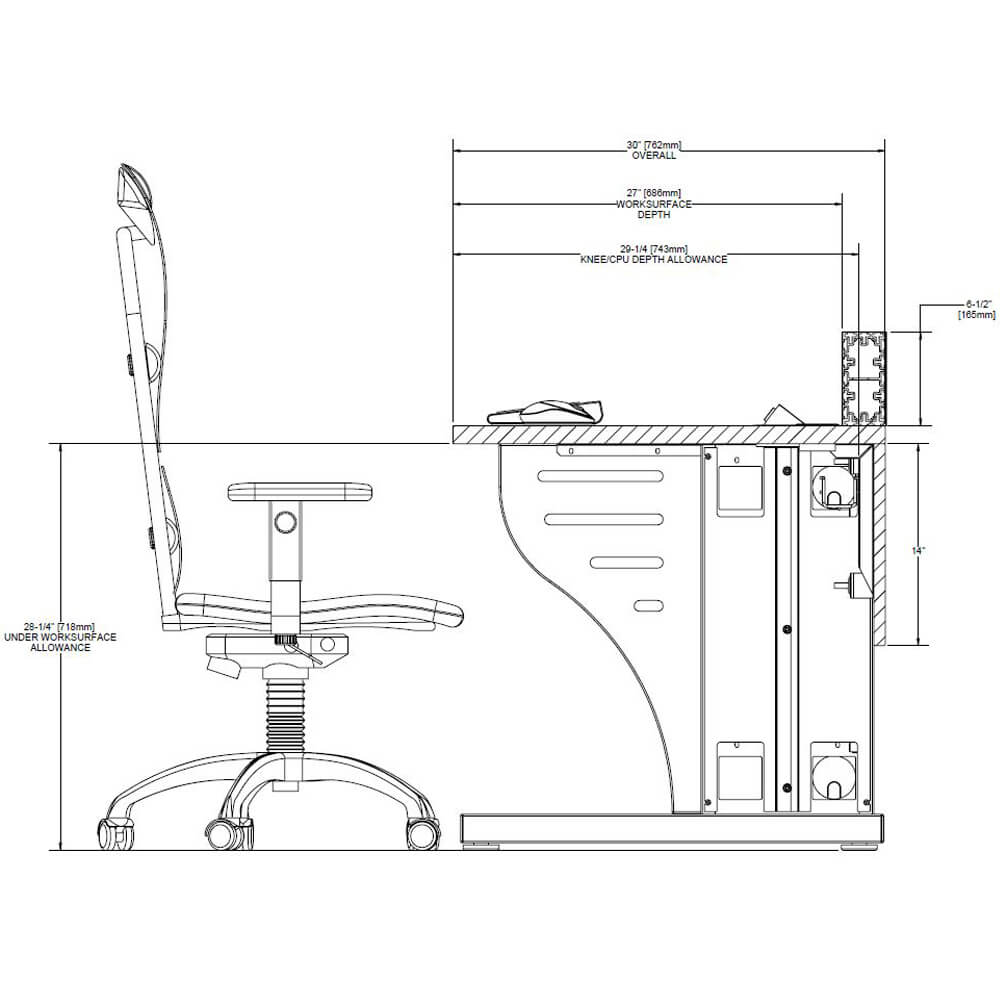 Control console furniture static dimensions 01