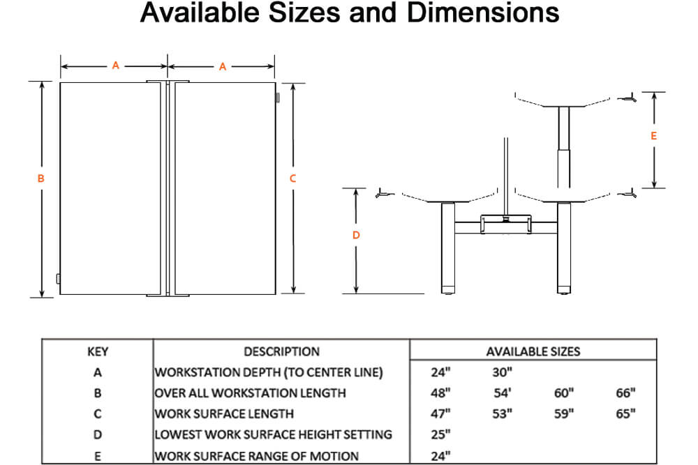 Range traiding desk available sizes and dimensions