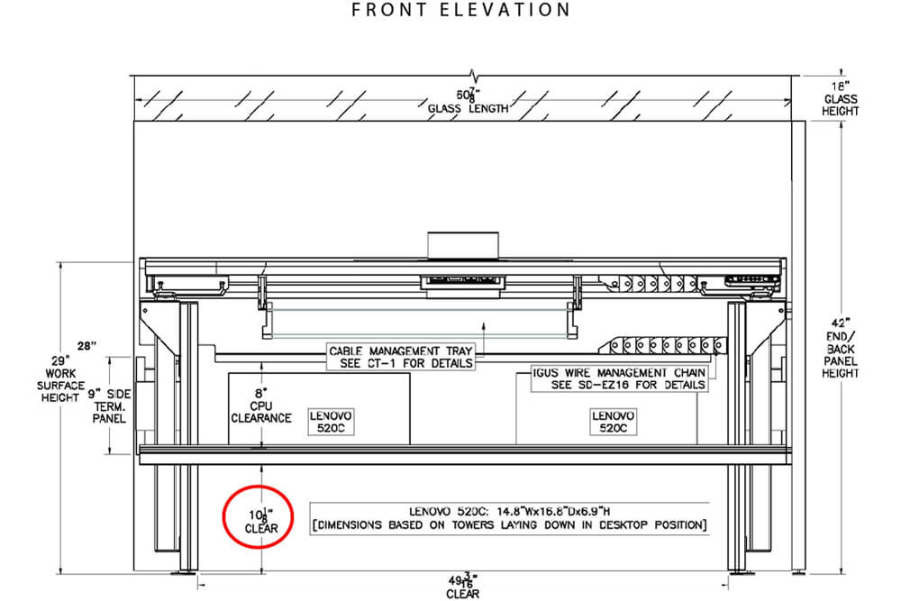 Seam a h trading desk front elevation 01