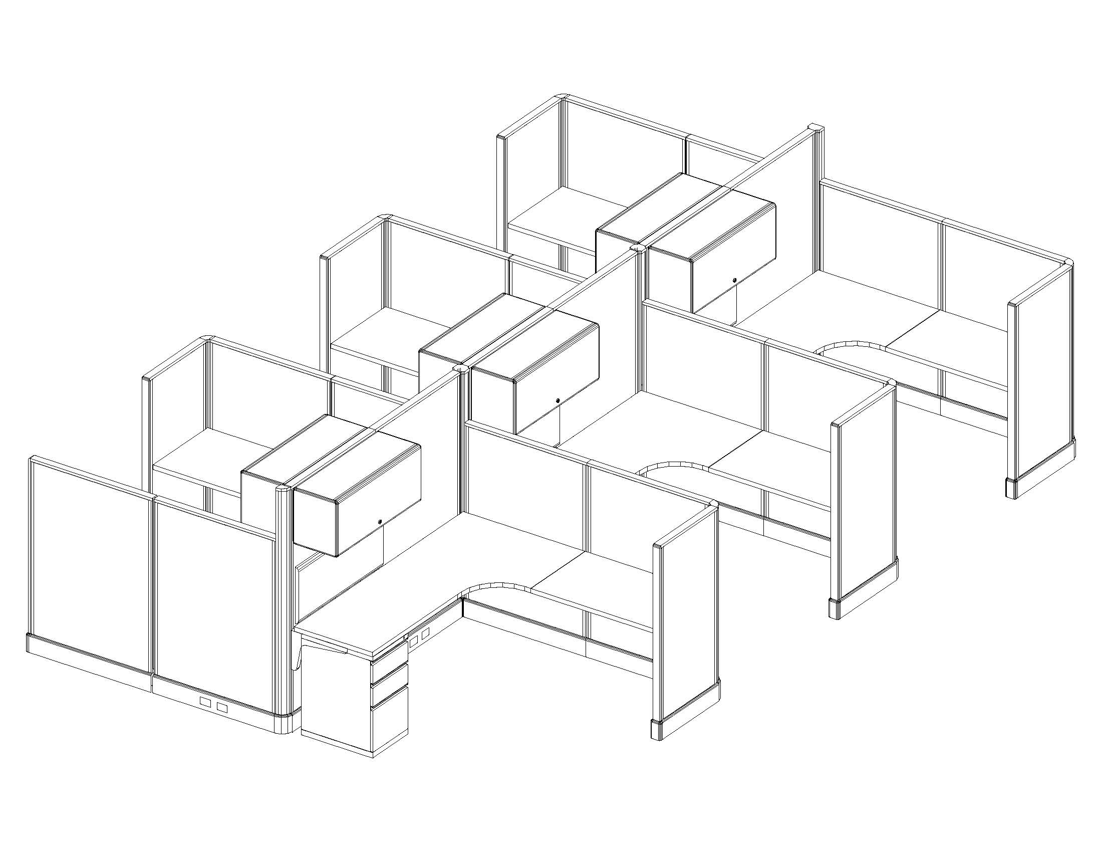 O2 series medium size cubicles 6x6x67 53 cluster