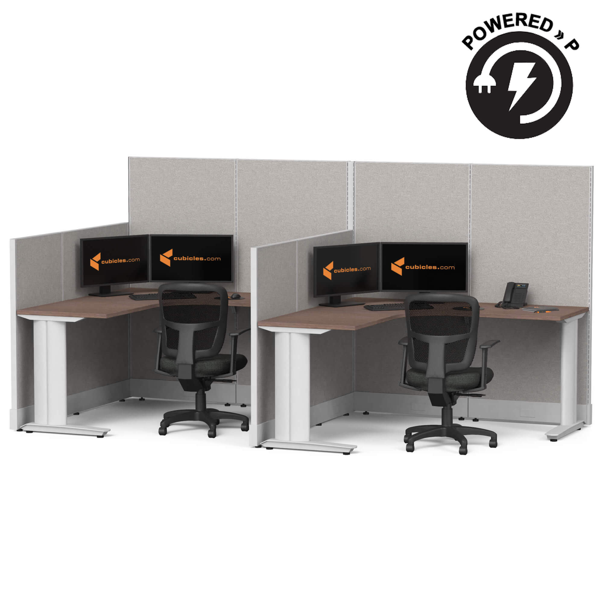Cubicle desk l shaped 2pack powered