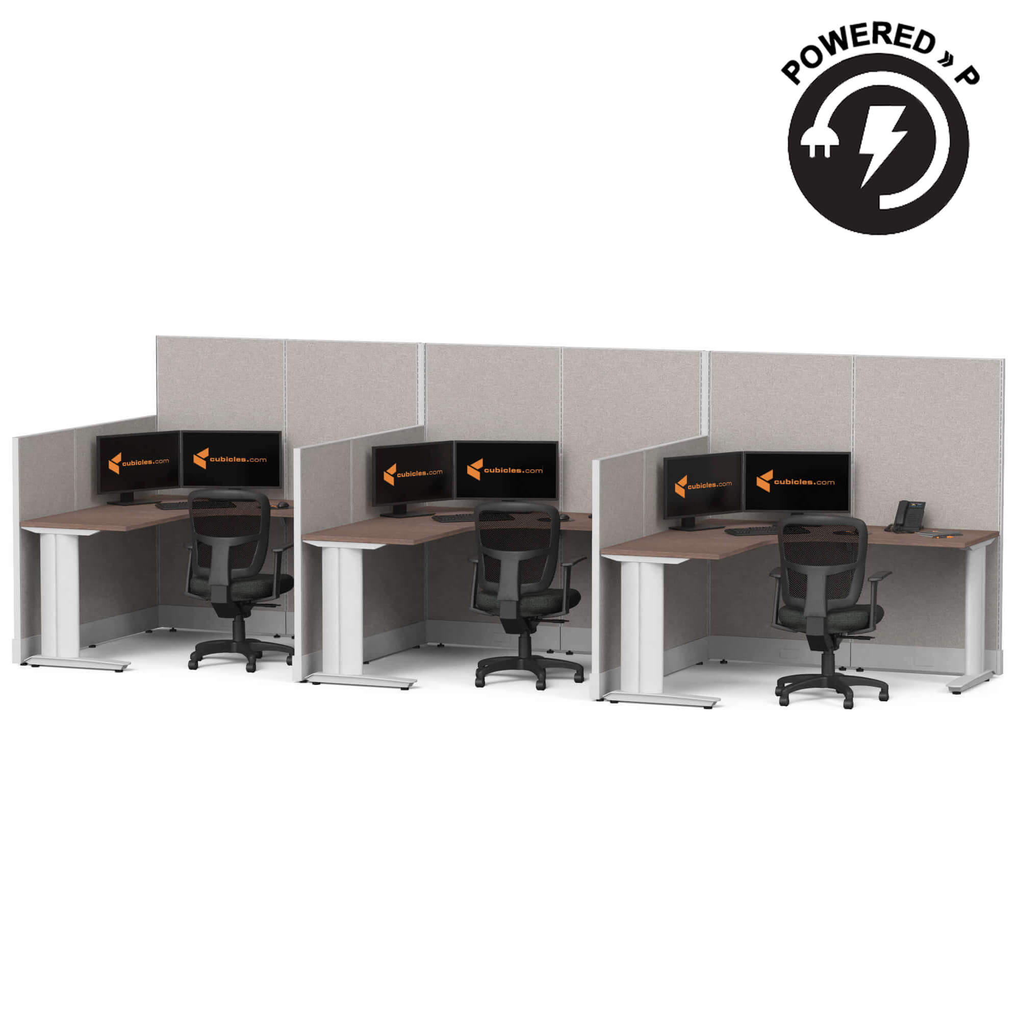 Cubicle desk l shaped 3pack powered