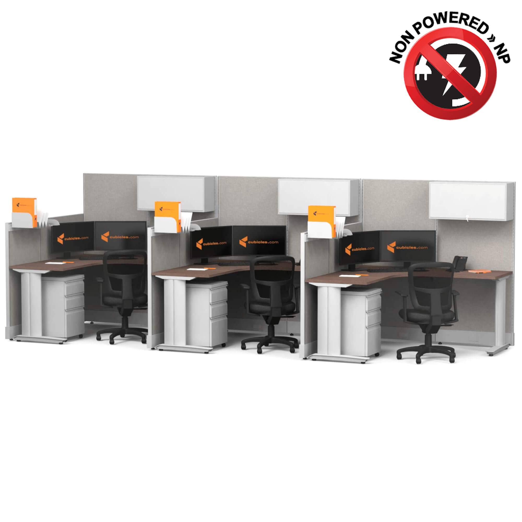 Cubicle desk l shaped with storage 3pack non powered