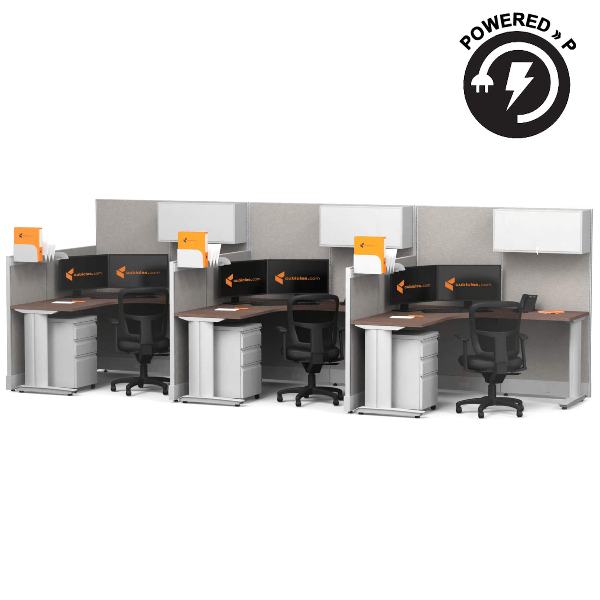 Cubicle desk l shaped with storage 3pack powered