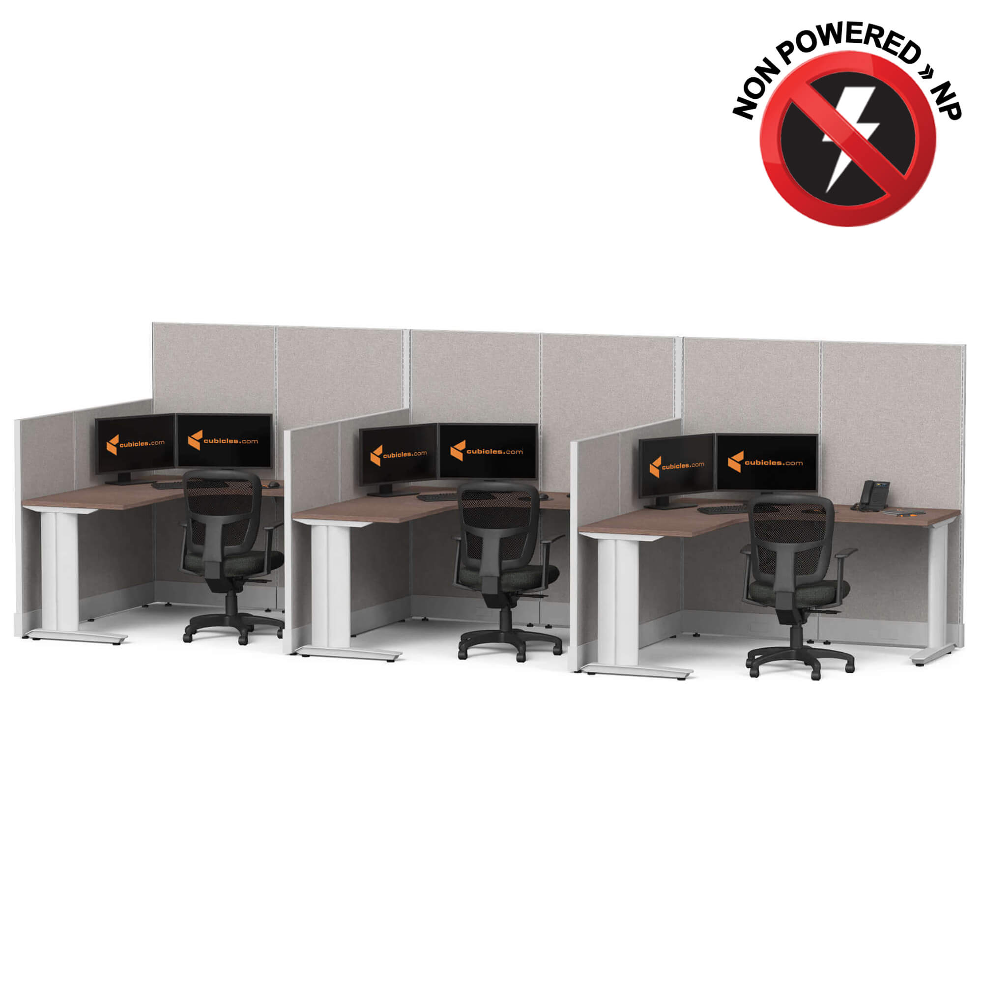 Cubicle desk l shaped workstation 3pack inline non powered sign