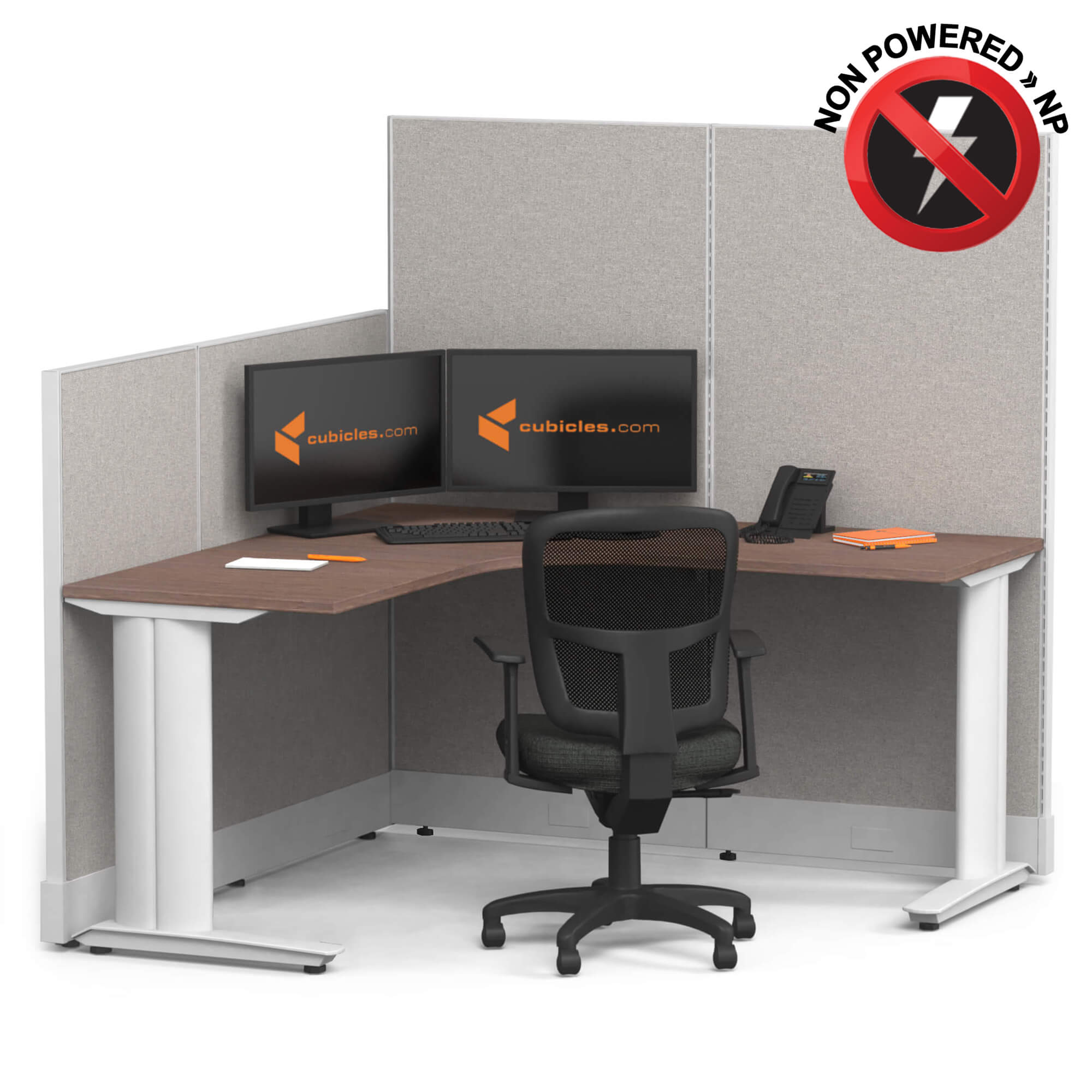 Cubicle desk l shaped workstation non powered sign