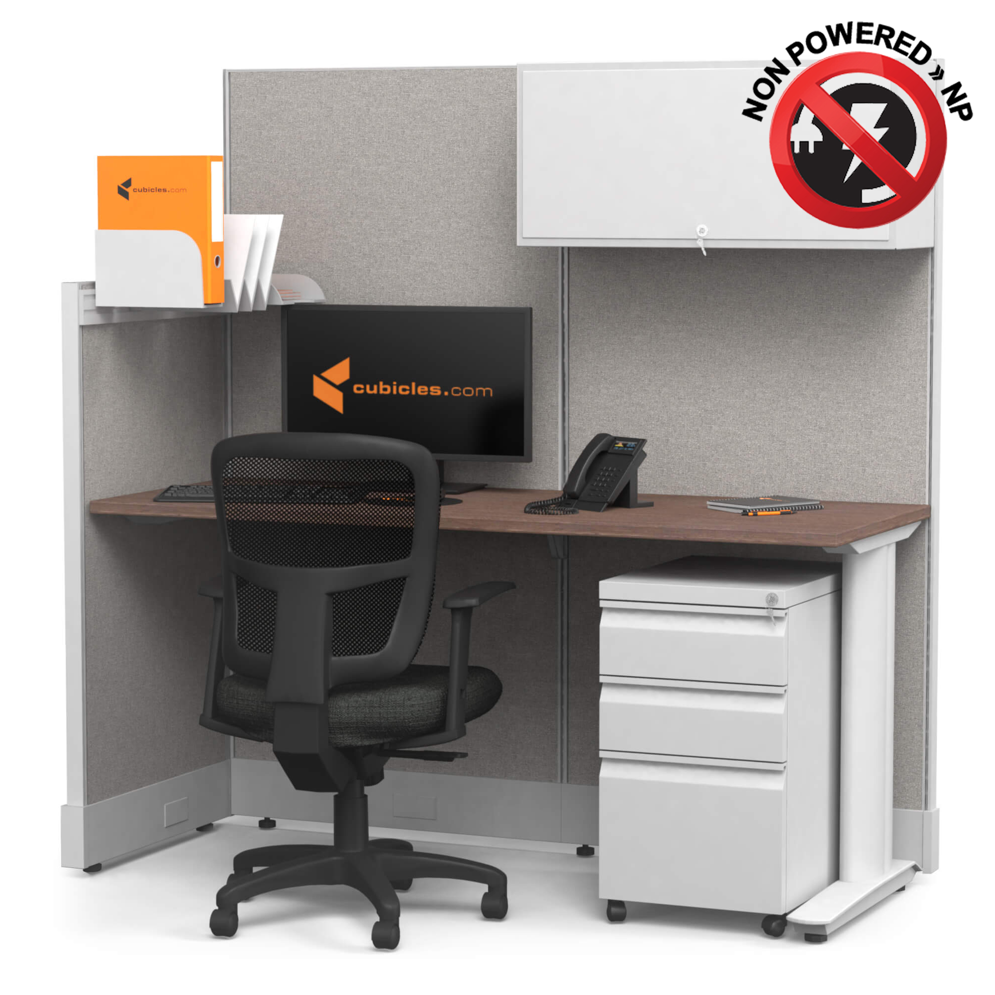Cubicle desk straight with storage 1pack non powered sign