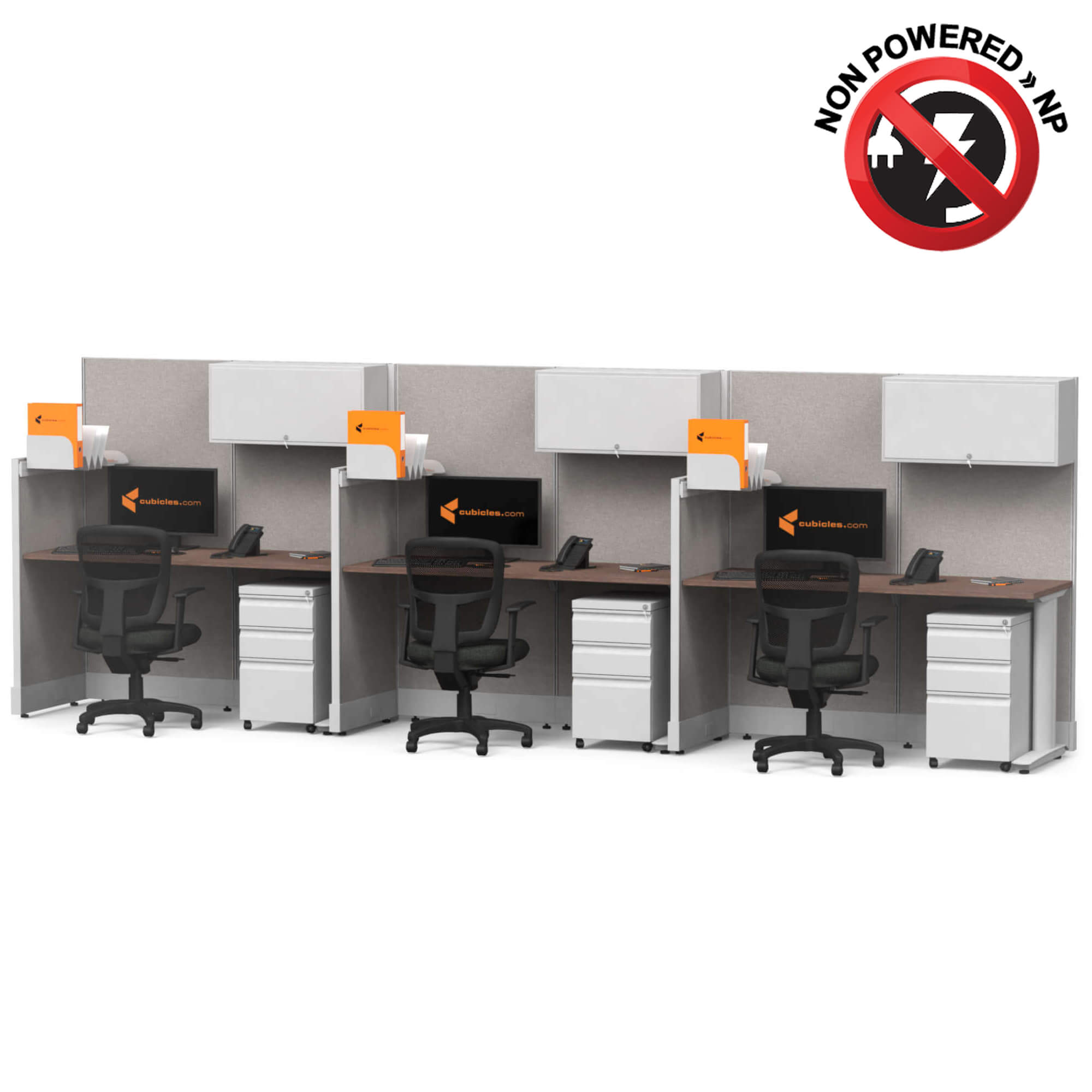Cubicle desk straight with storage 3pack non powered