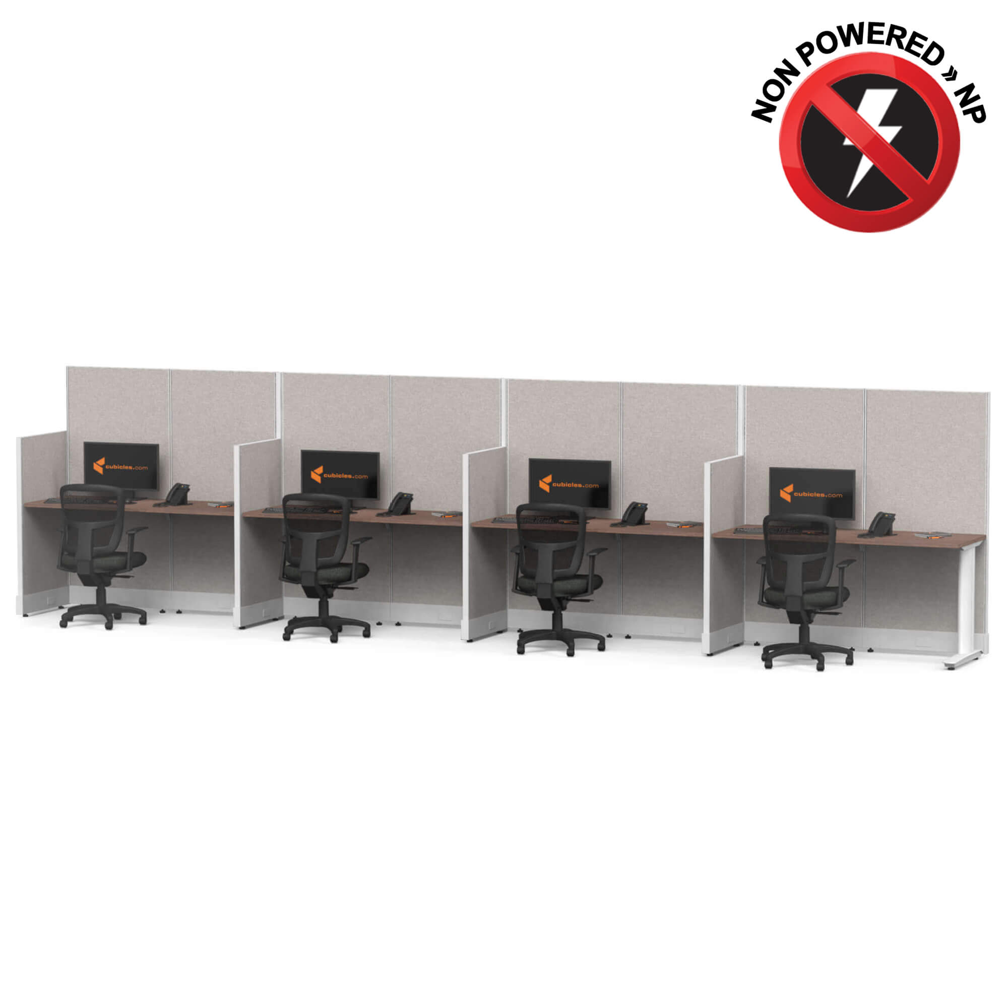 Cubicle desk straight workstation 4pack inline non powered sign 1 2