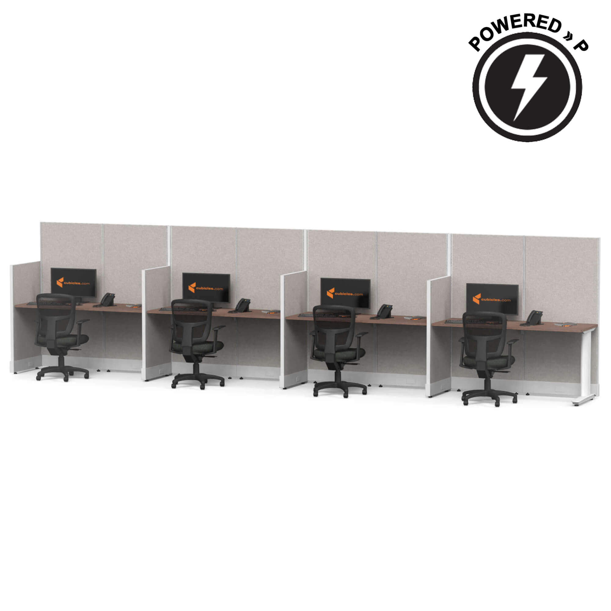 Cubicle desk straight workstation 4pack inline powered sign 1 2