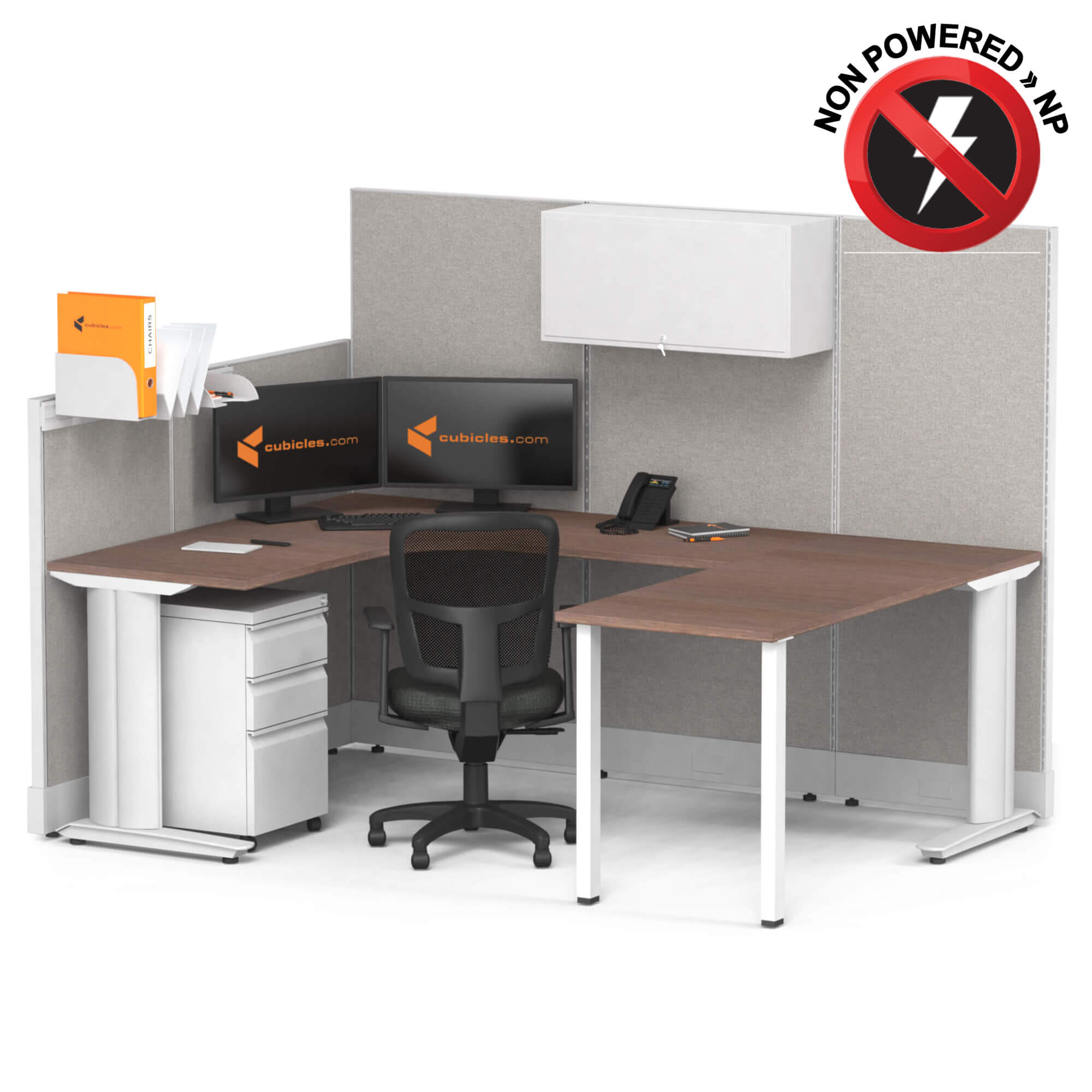 Cubicle desk u shaped with storage 1pack non powered sign