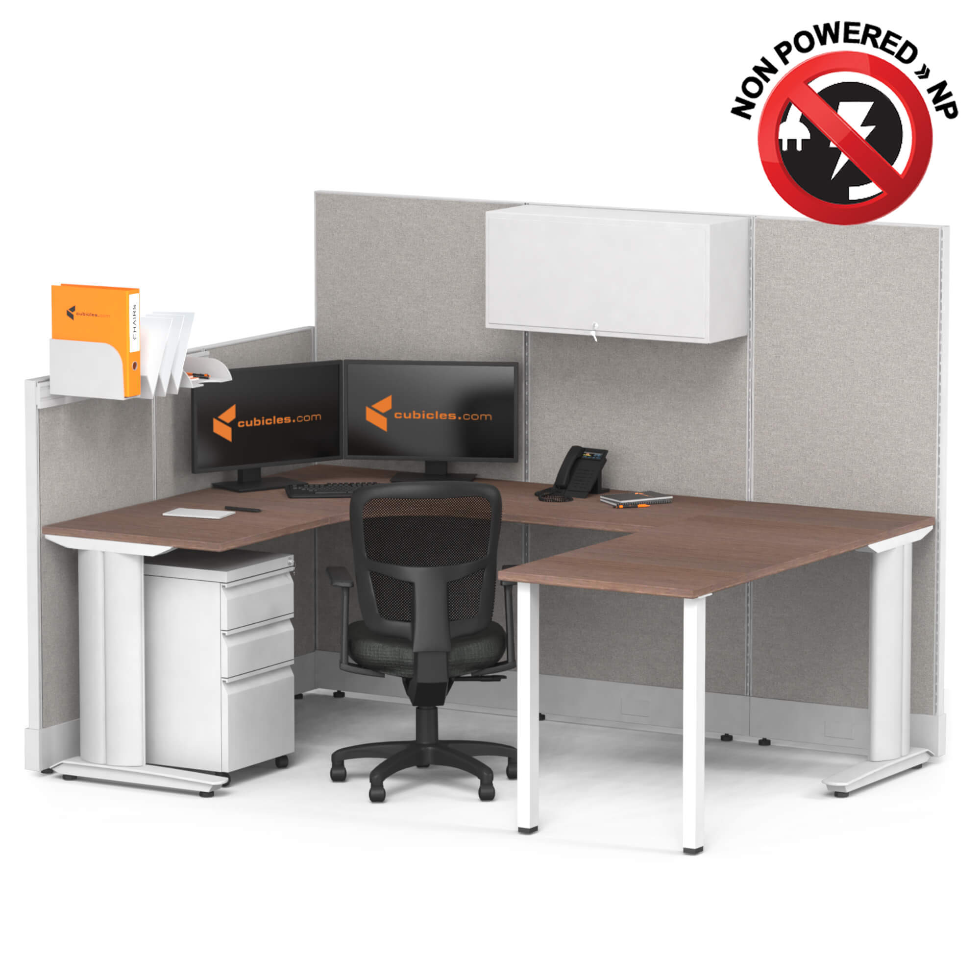 Cubicle desk u shaped with storage 1pack non powered