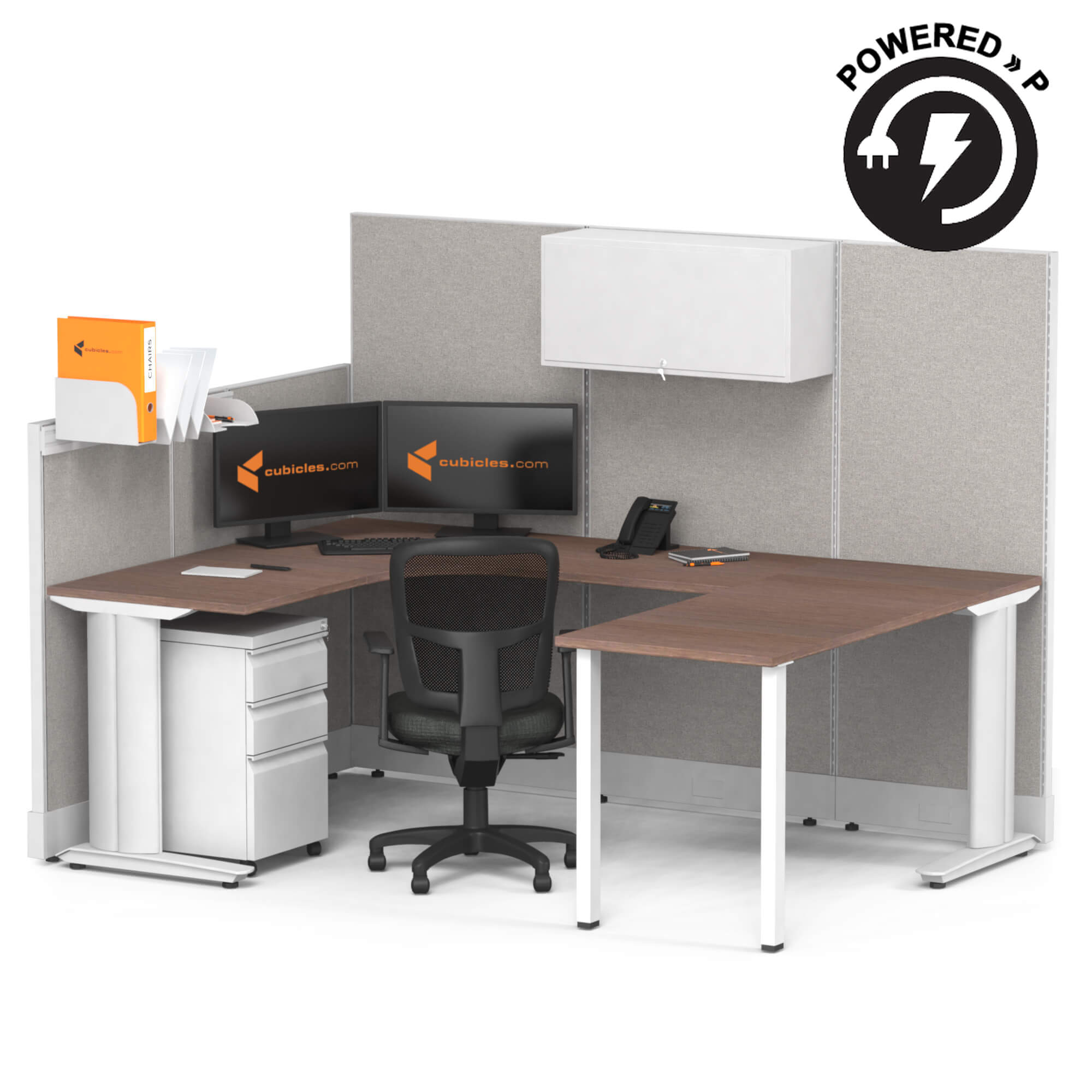 Cubicle desk u shaped with storage 1pack powered