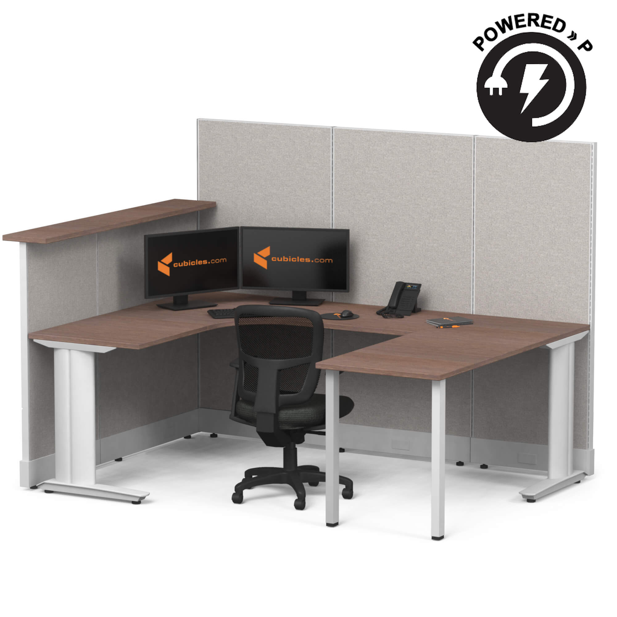 Cubicle desk u shaped with transaction top 1pack powered