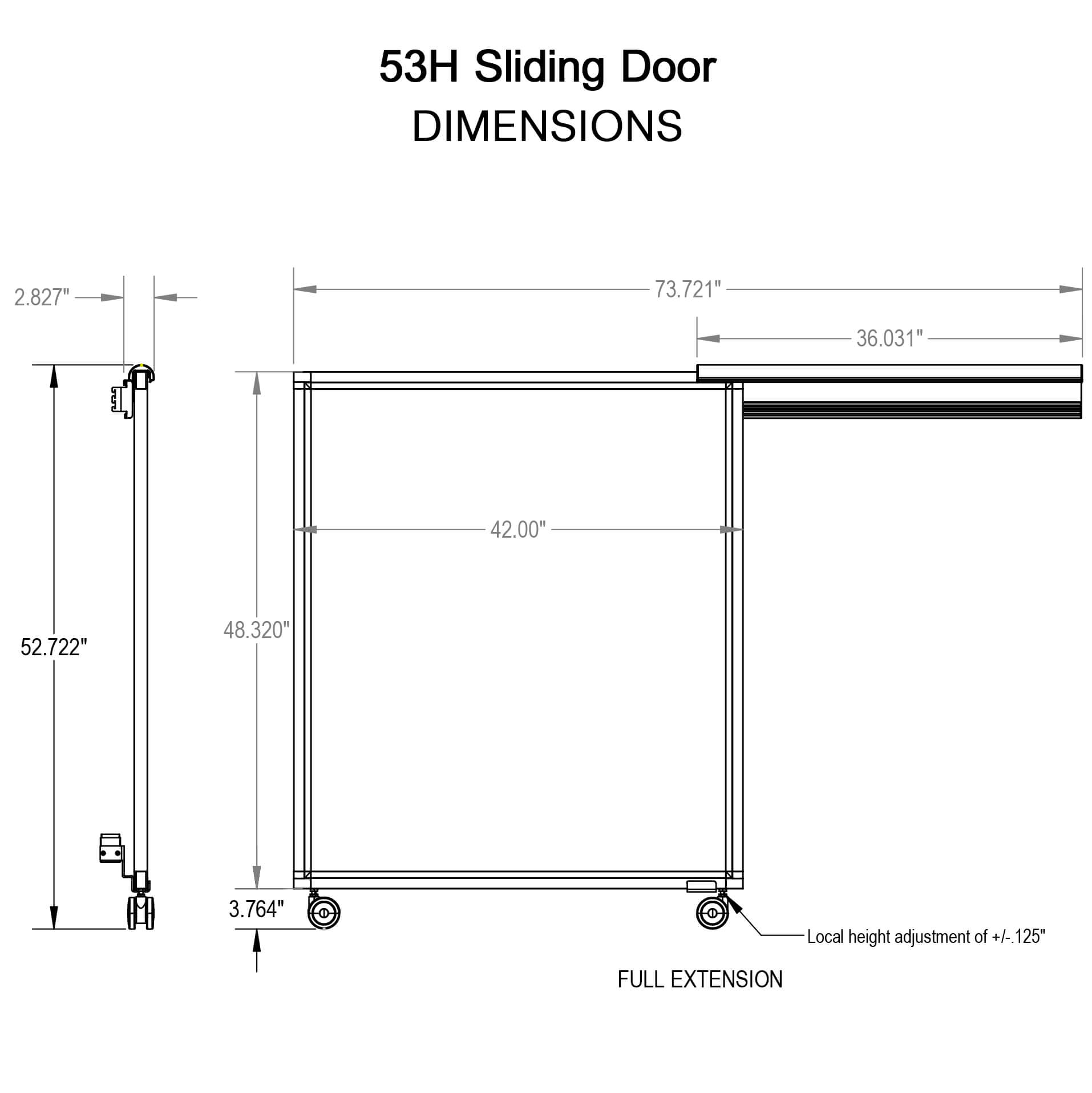 Cubicle door panel dimension 53