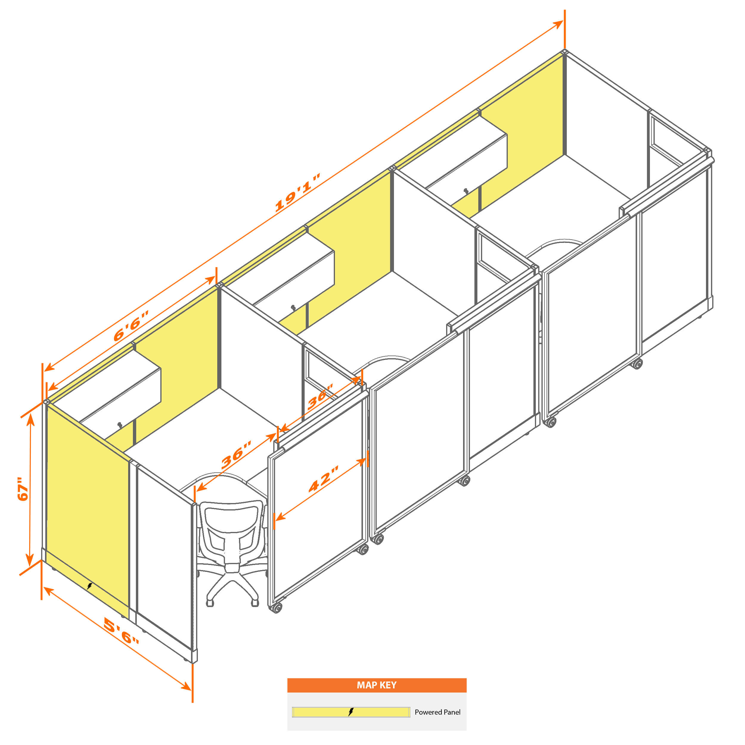 Cubicle with door 56 3i 1