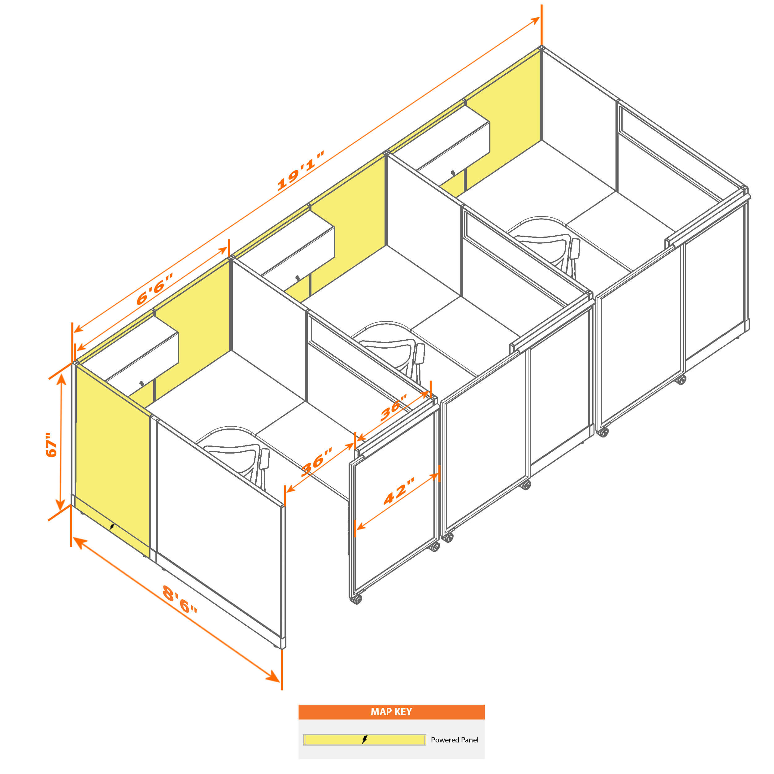 Cubicle with door 68 3i 1