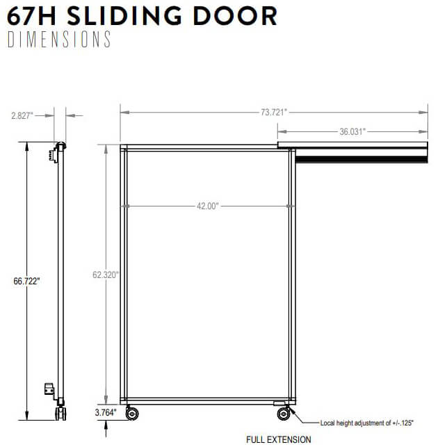Cubicle with sliding door door size 67