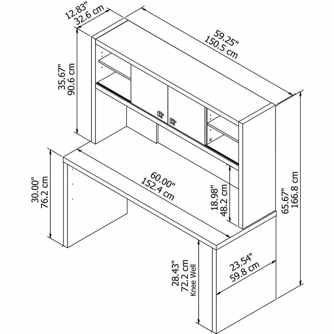 Straight Desk With Hutch - Clarity Affordable Modern Desk 60W x 24D