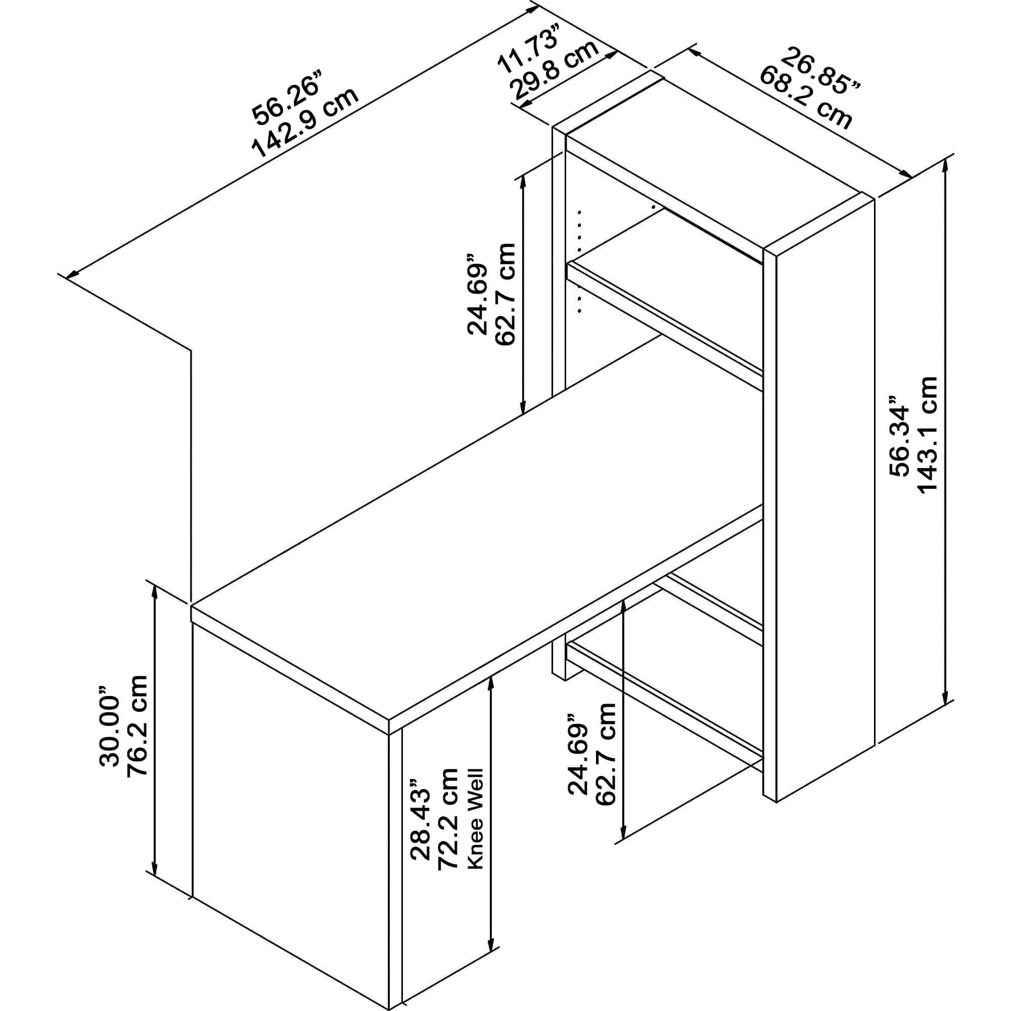 Clarity wood office desk 57w x 27d dimension 1