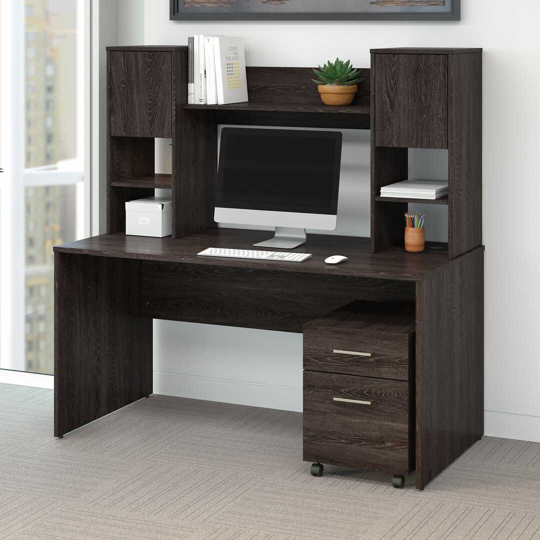 Leios office desk with hutch 60w x 30d lifestyle