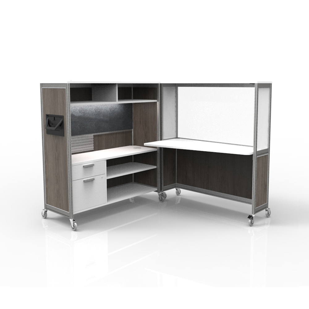 Desk on wheels blackwood clear charcoal