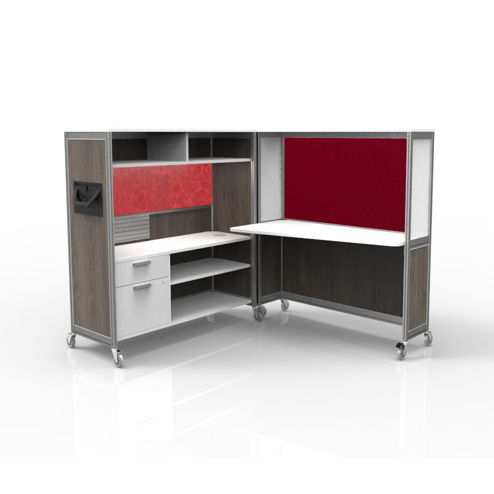 Desk on wheels blackwood red red