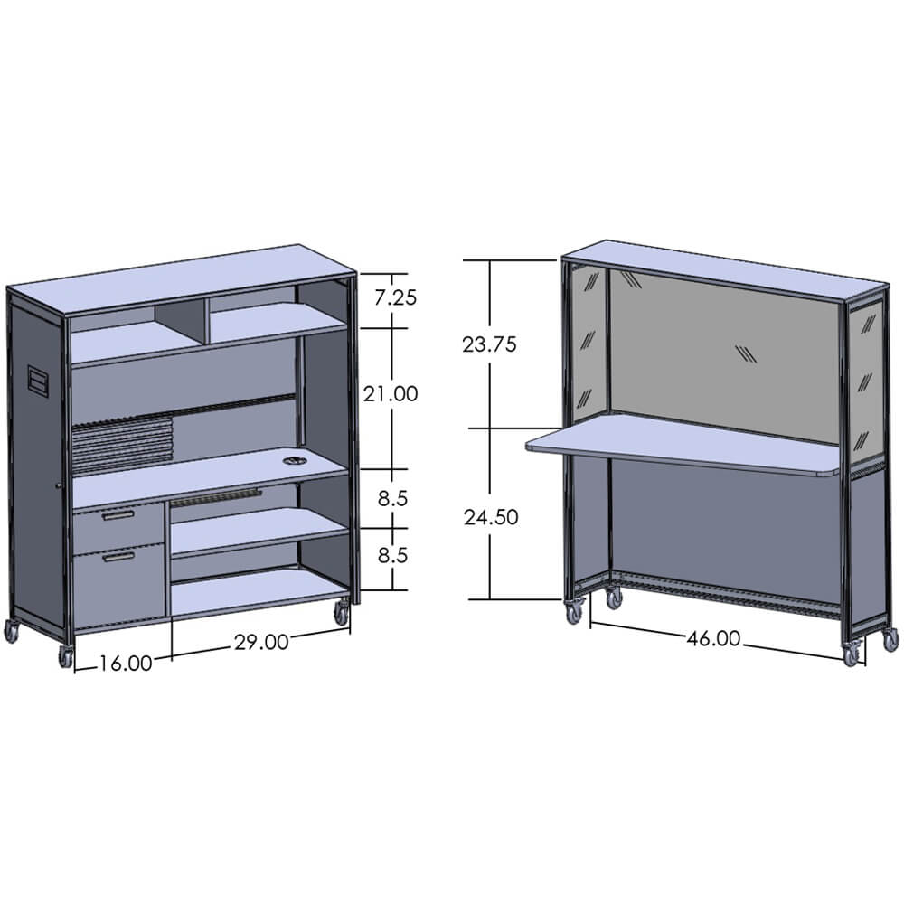 Desk on wheels dimensions 2