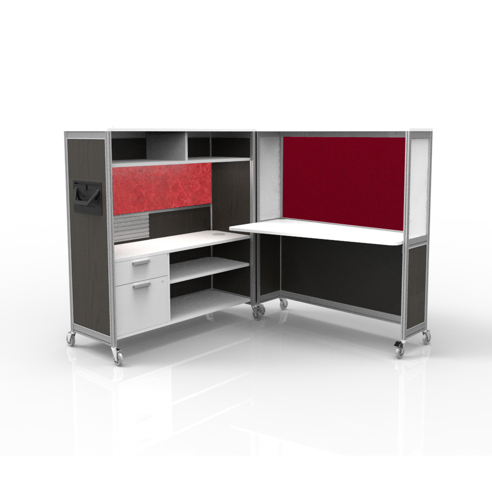 Desk on wheels shadow oak red red