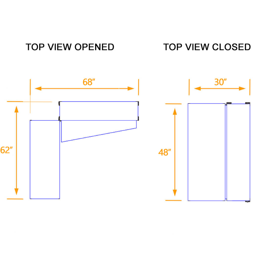 Desk on wheels top view dimensions 1