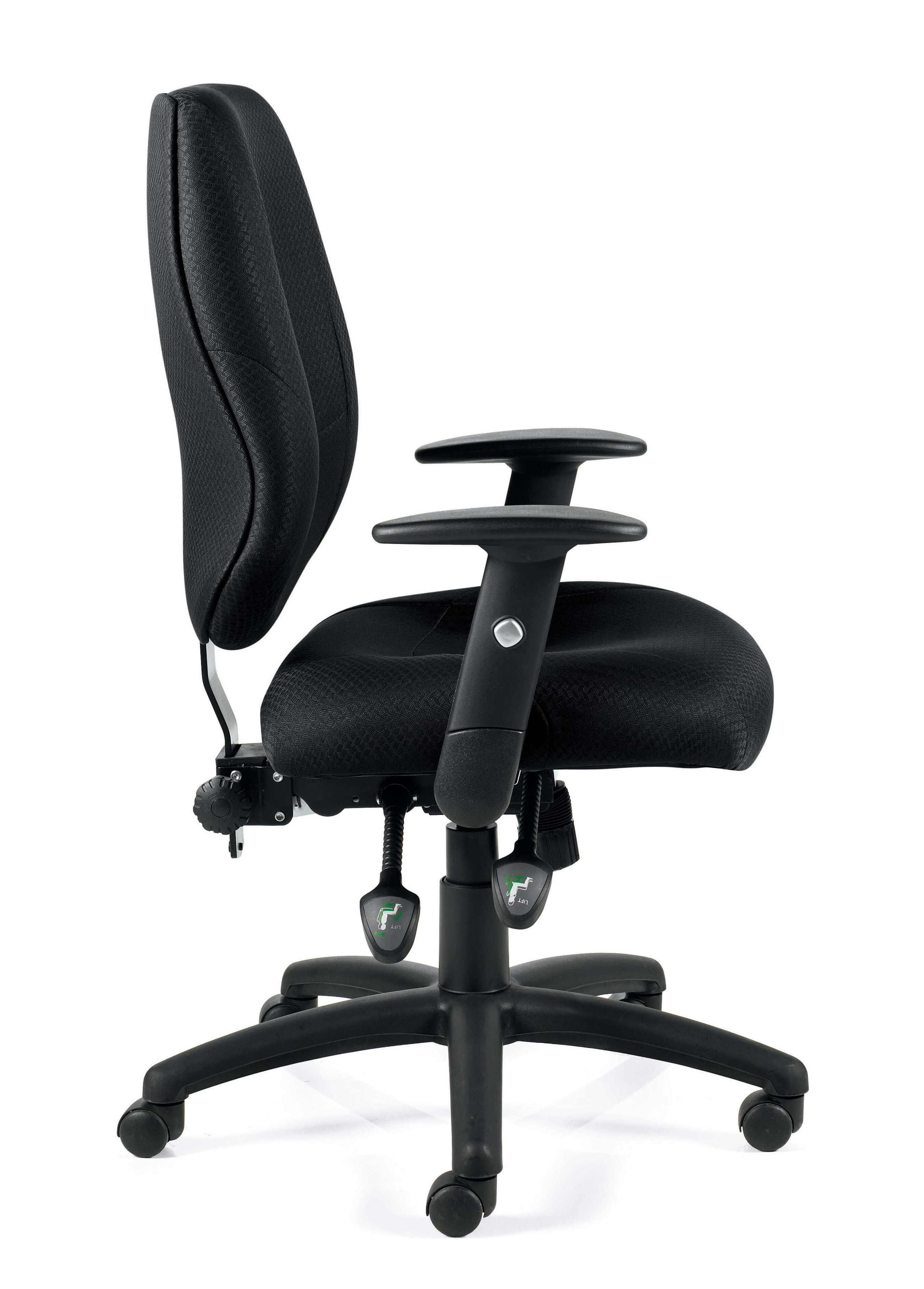Ergonomic task chair side view