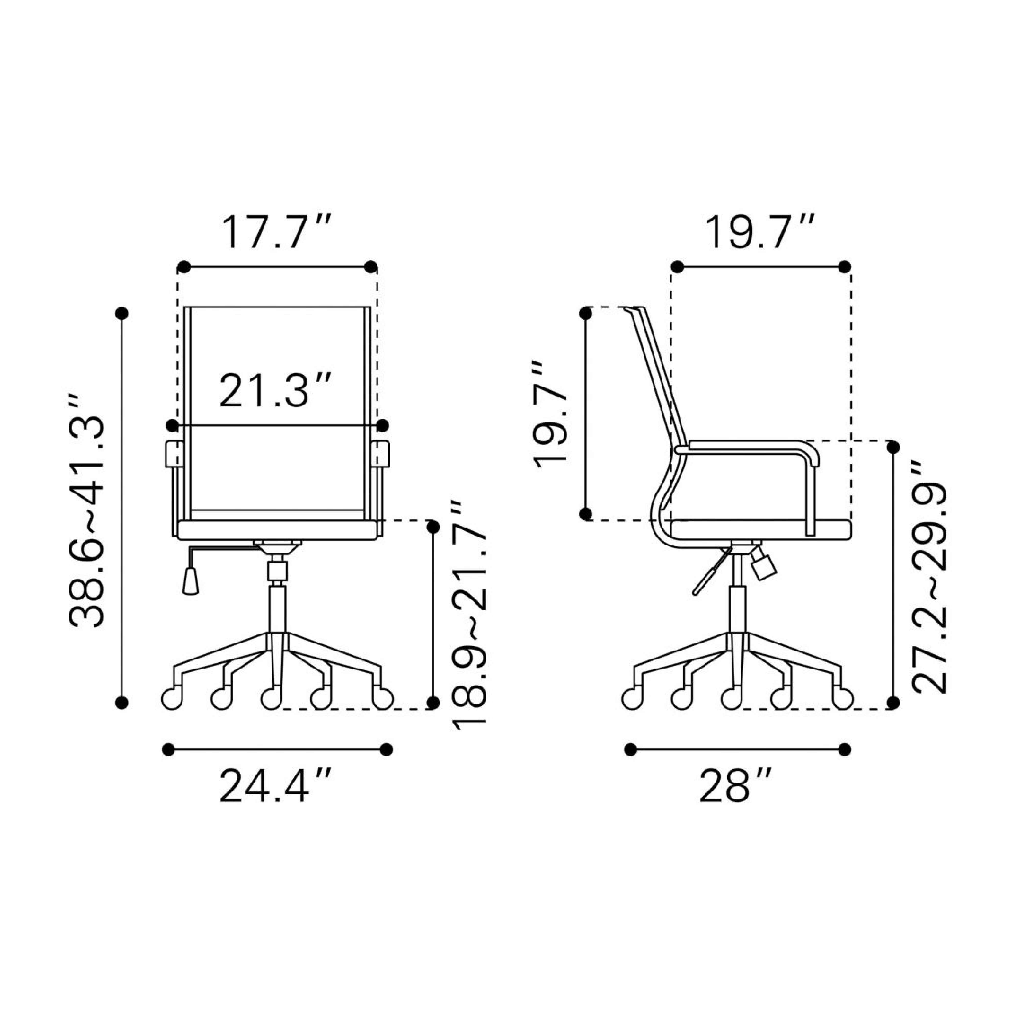 Espresso office chair dimensions
