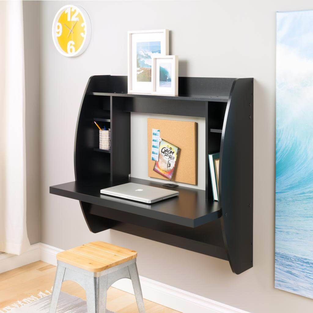 Floating desk with storage environmental