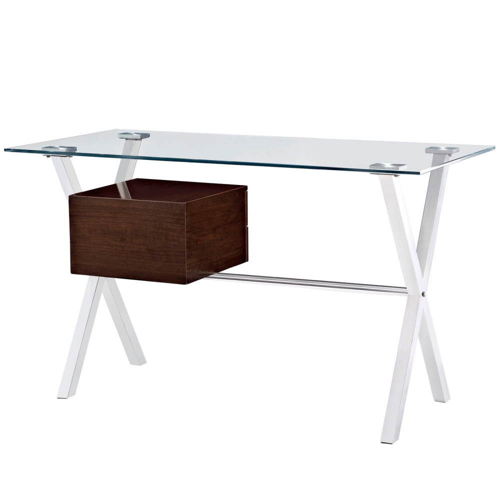 Space Saving Desk - Williams Way Glass Top Computer Desk