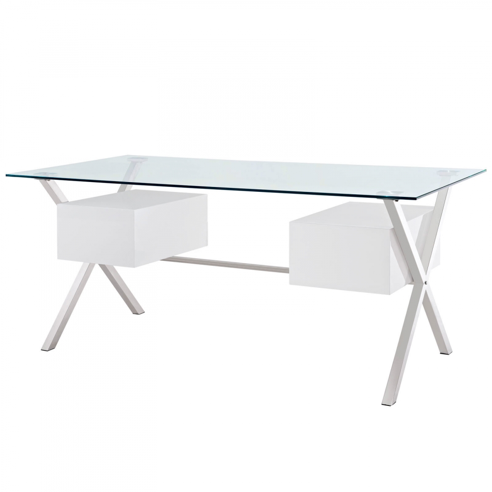 Glass top office desk rear view