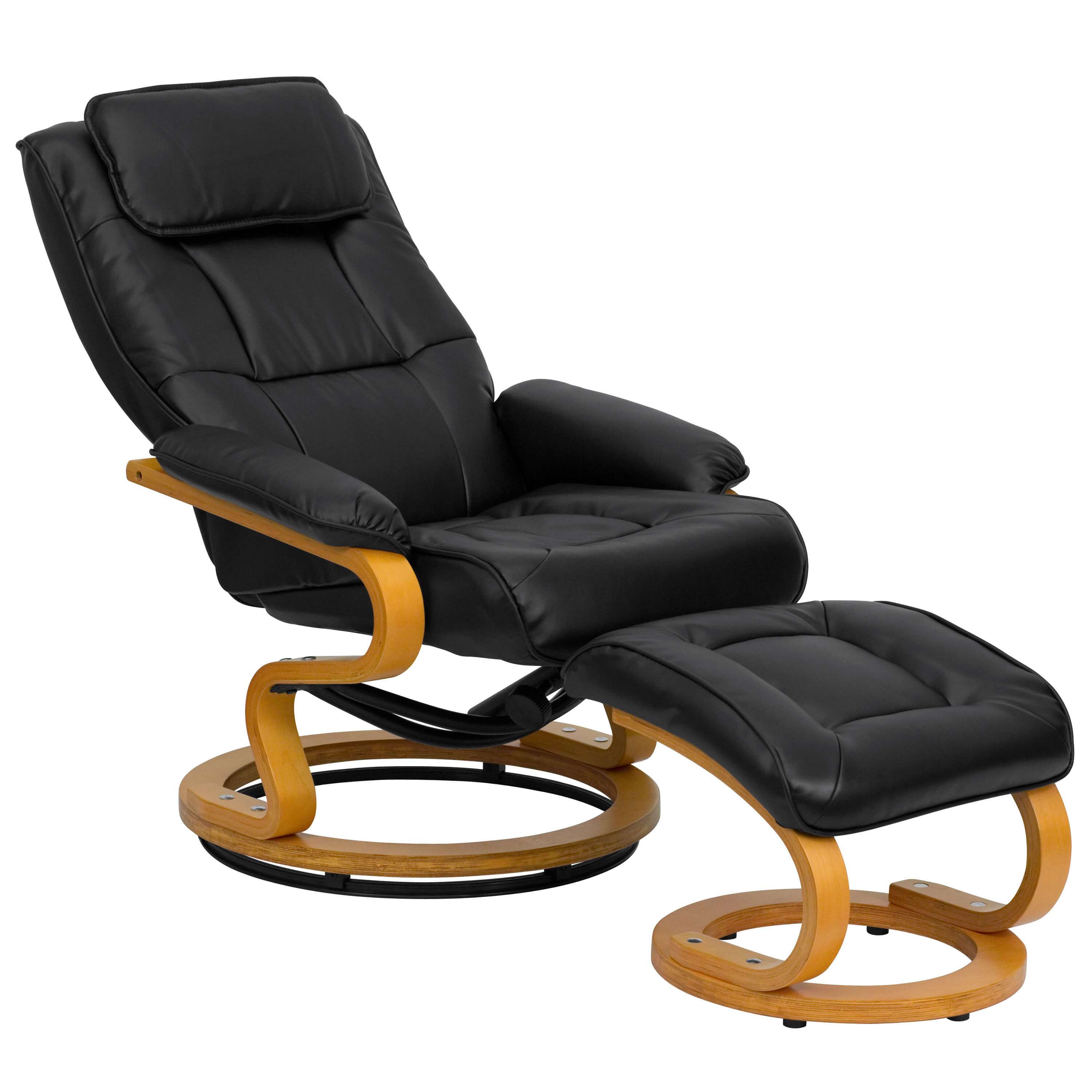 High back recliner chair reclined view