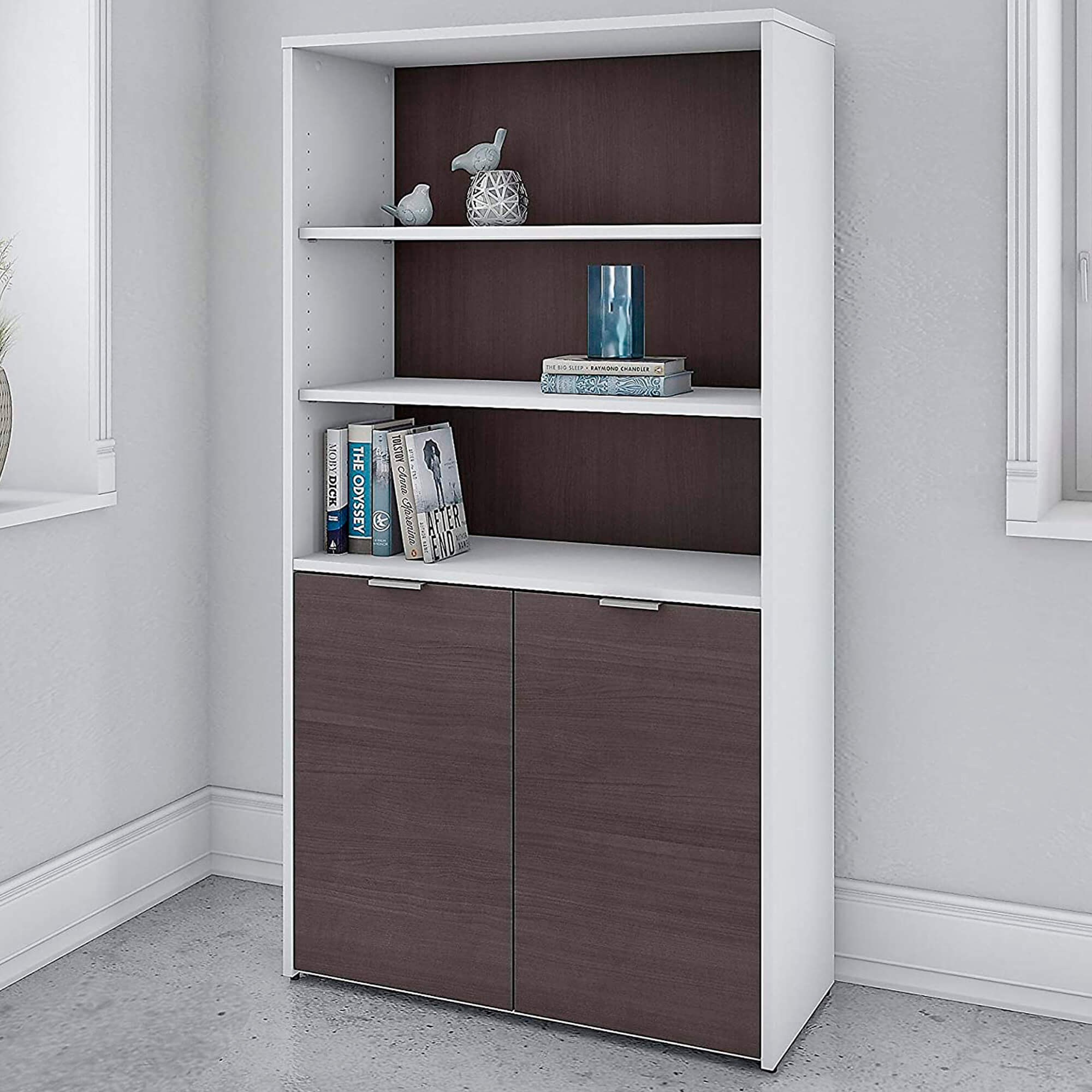 Ho2 home office bookcase 5 shelves overview