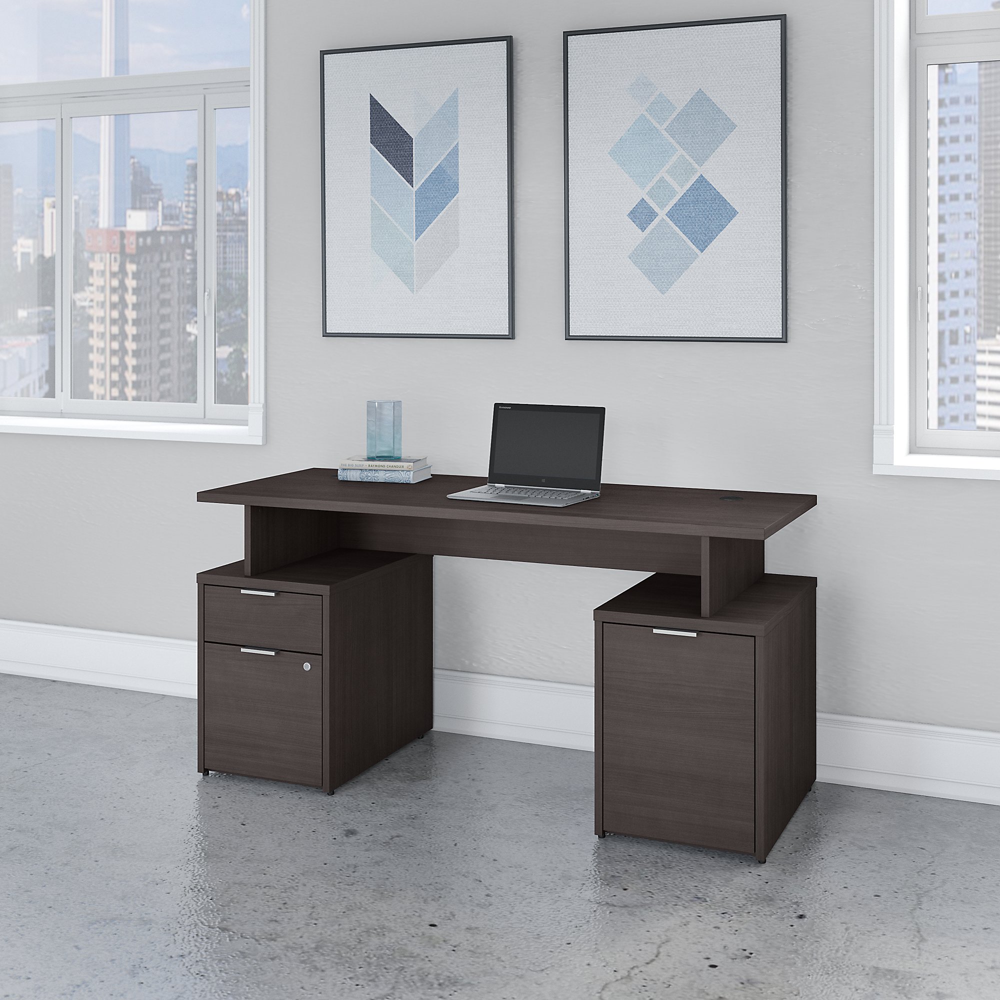 Home office furniture desk 2 drawers and cabinet environmental