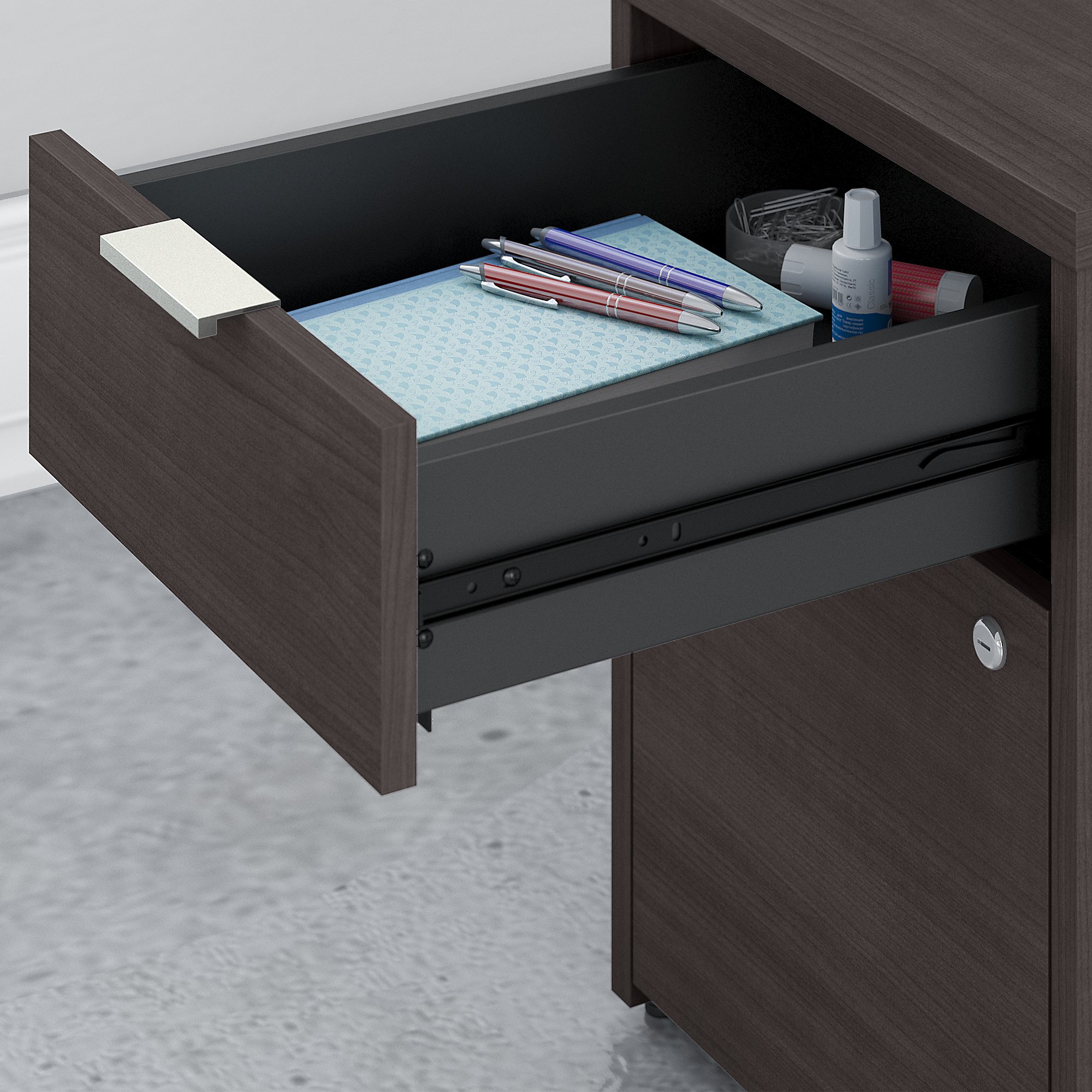 Home office furniture desk 2 drawers and cabinet upper drawer